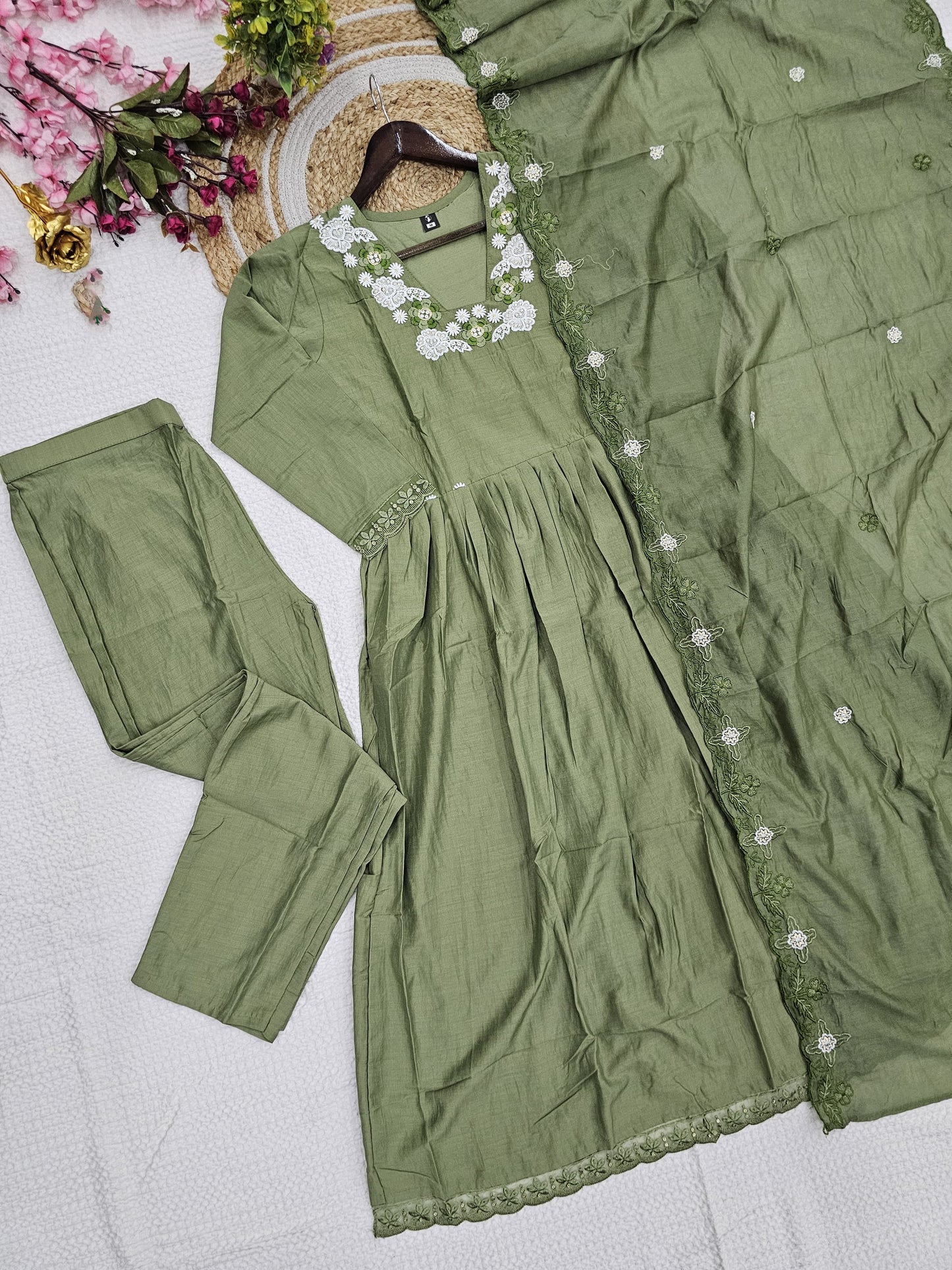Matrut | Lakira Pista Green Anarkali Suit