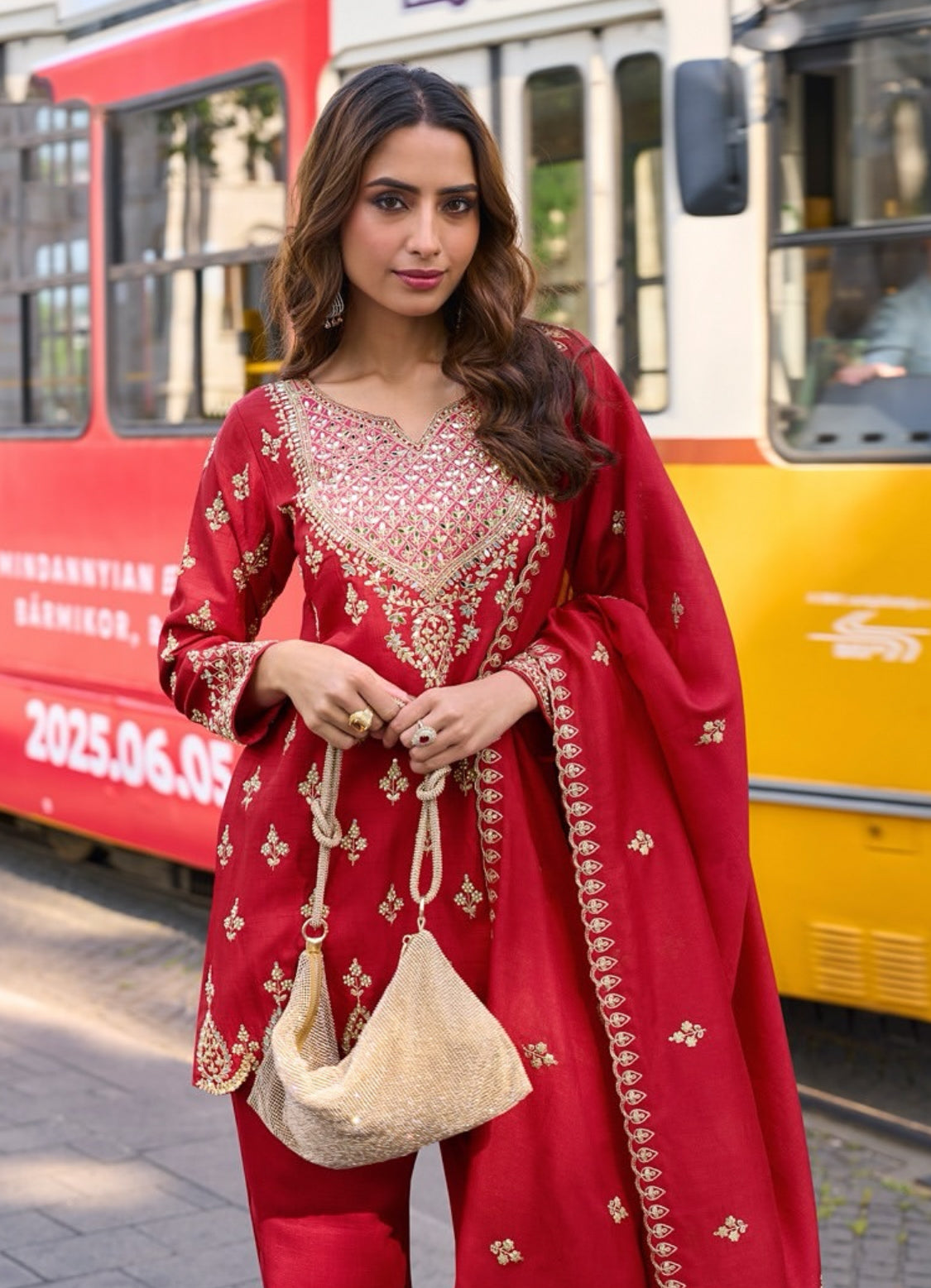 Matrut | Mumtaz Red Palazzo Suit