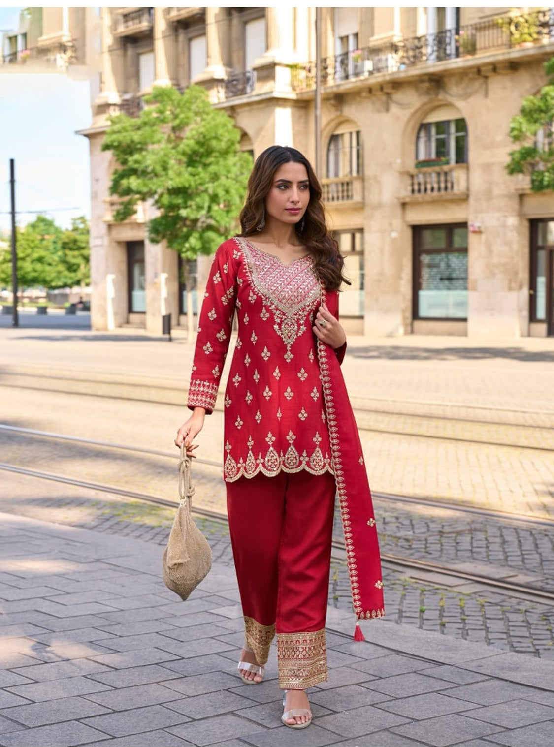 Matrut | Mumtaz Red Palazzo Suit