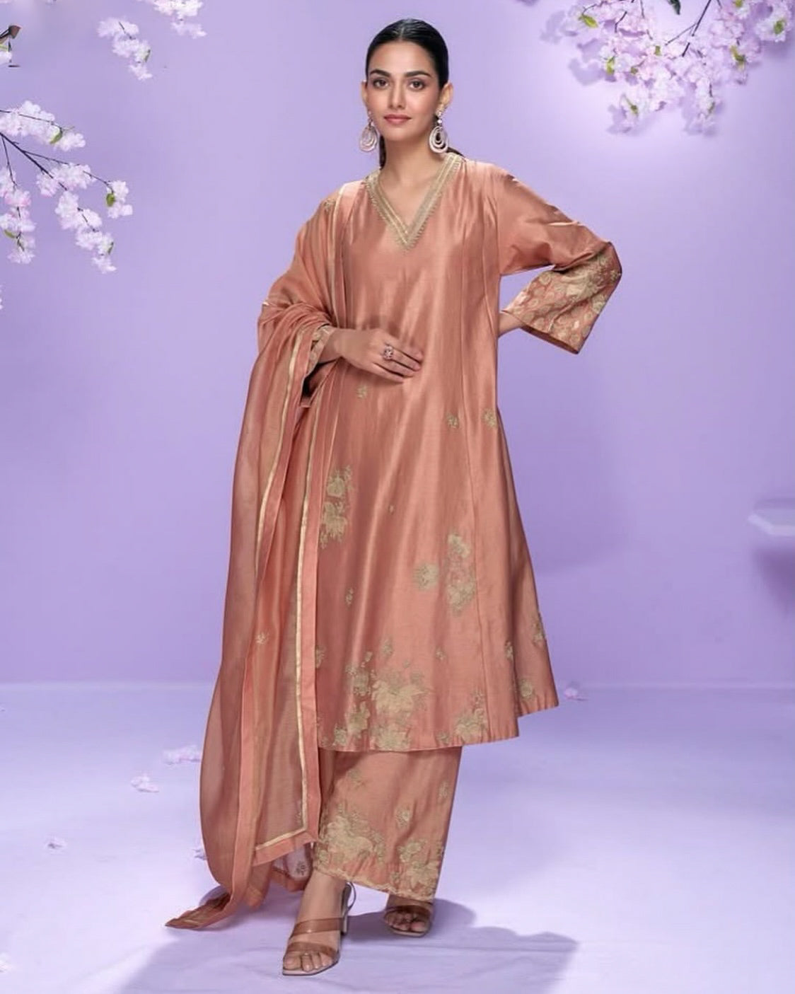 Matrut | Mausam Rusty Peach A-line Suit