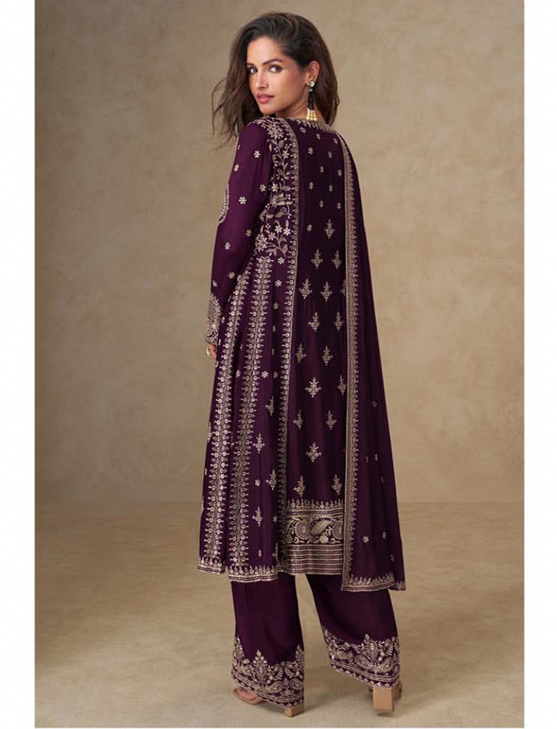 Matrut | Muskan Wine A-line Suit