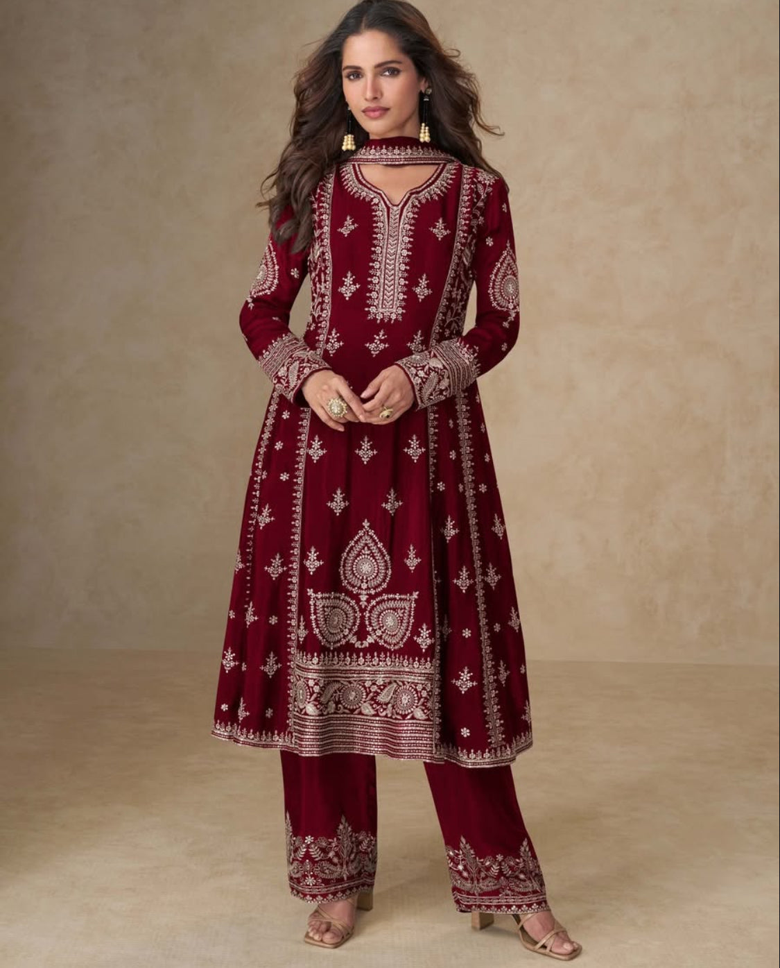 Matrut | Muskan Maroon A-line Suit