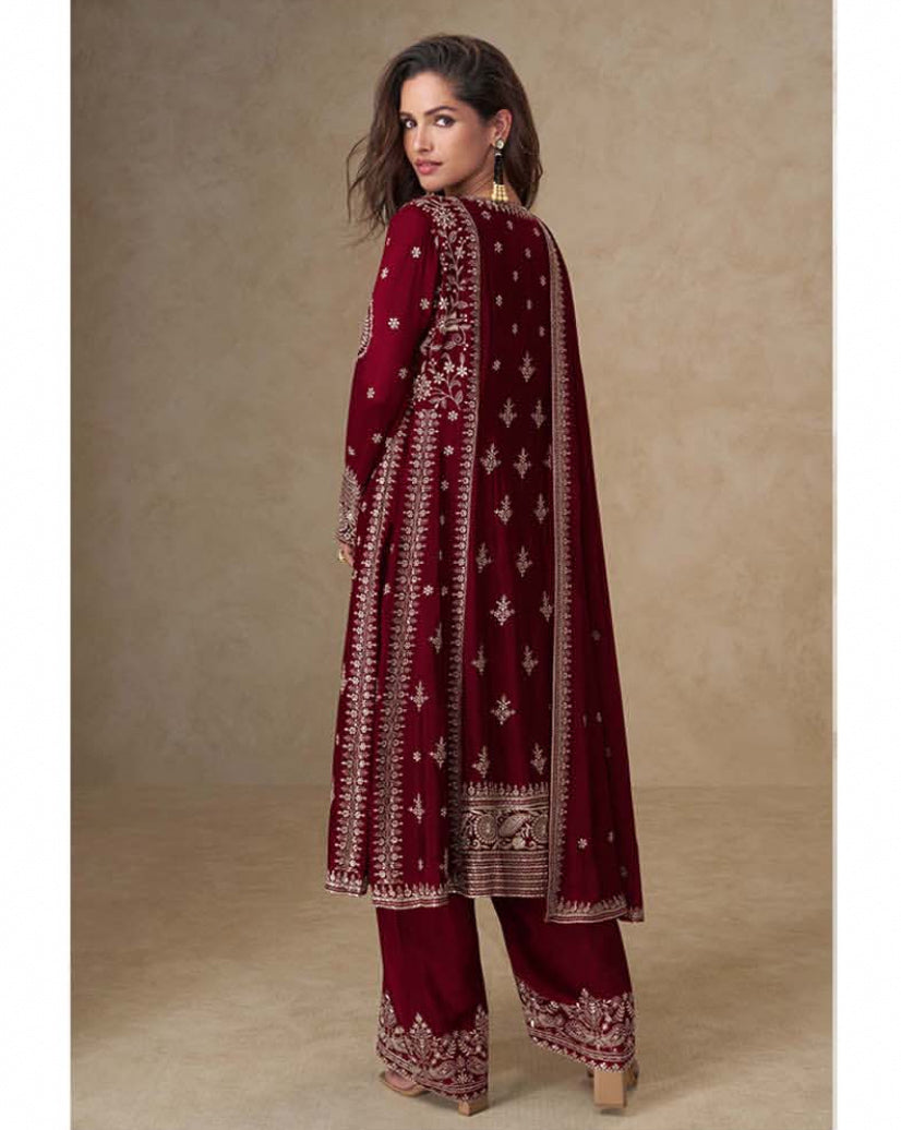 Matrut | Muskan Maroon A-line Suit