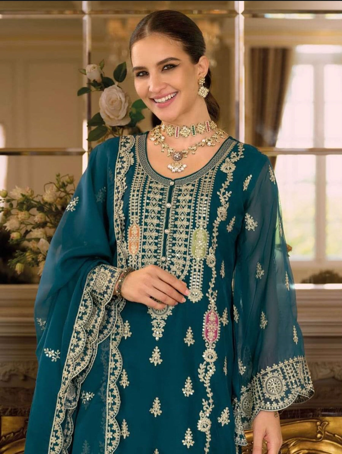 Matrut | Praniti Teal Blue Straight Suit