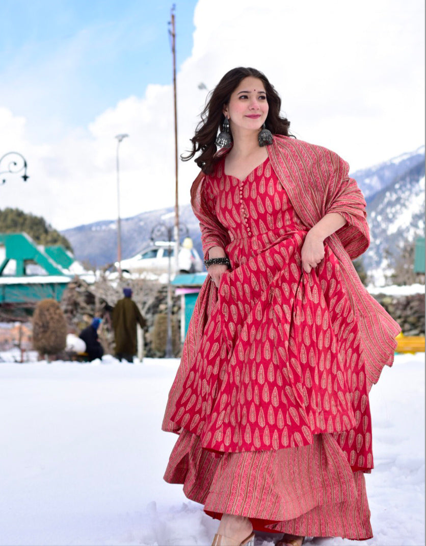 Matrut | Mithi Red Anarkali Suit
