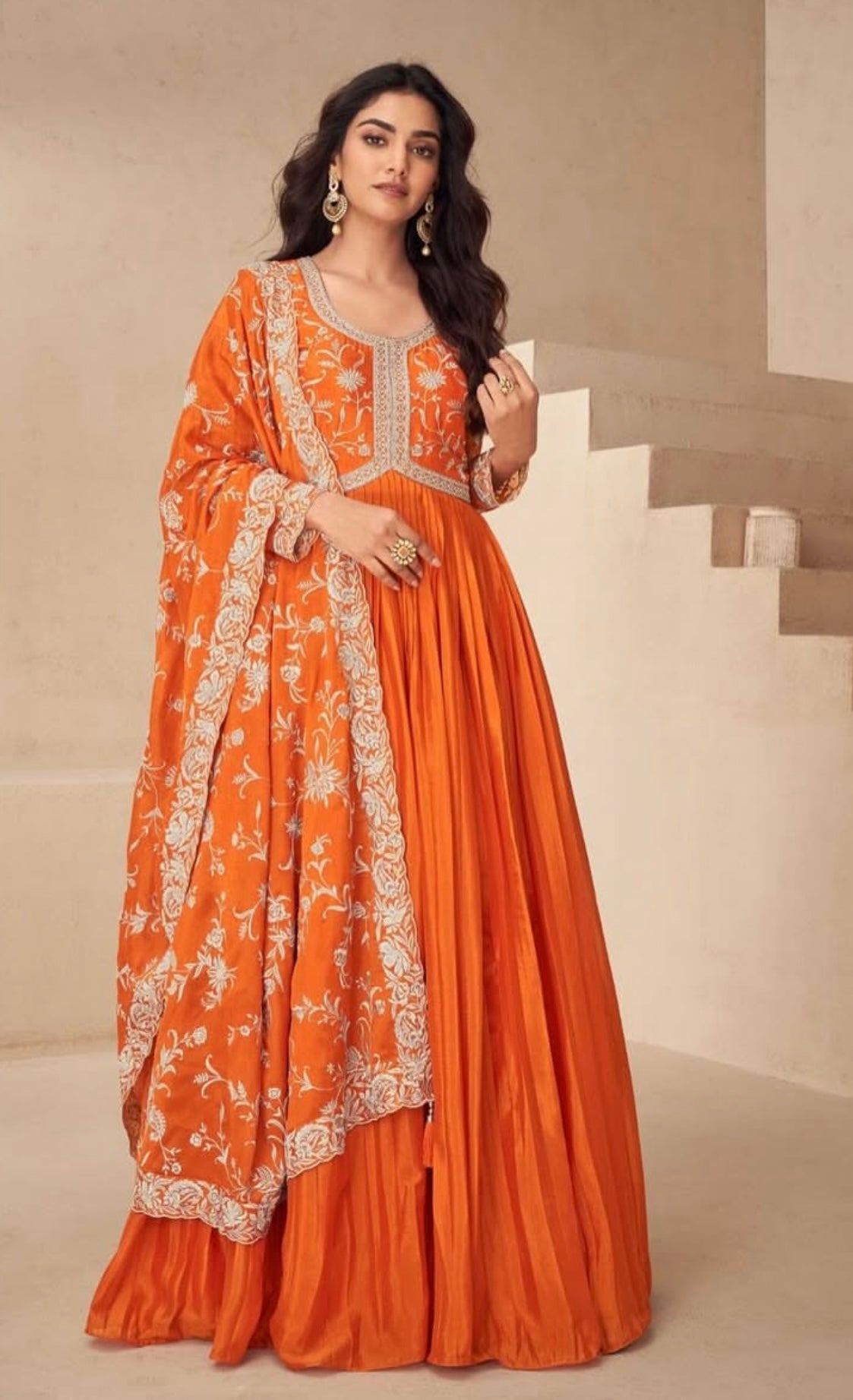 Matrut | Electrifying Elegance Orange Gown