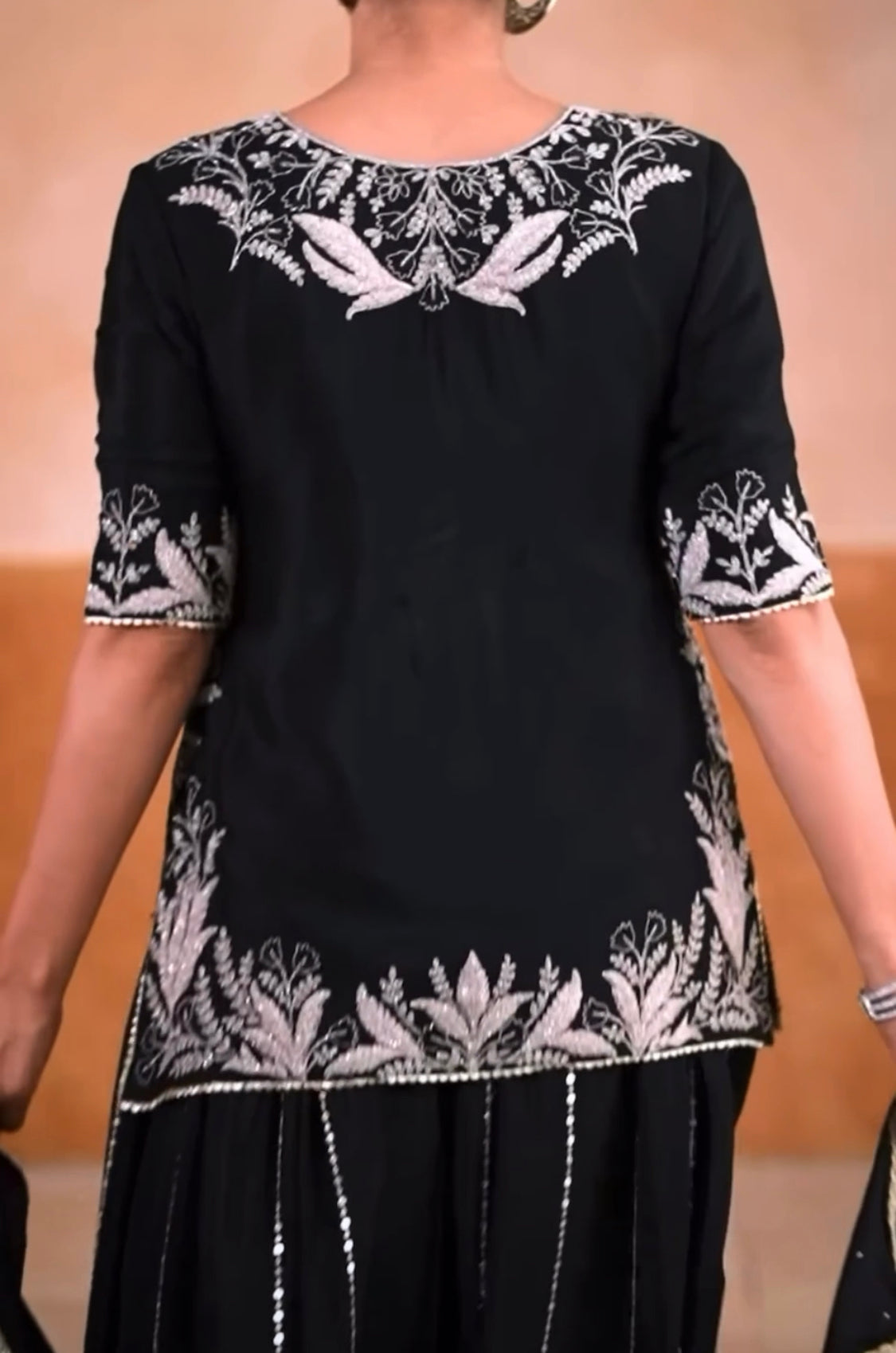 Matrut | Geet Black Short Sharara Suit