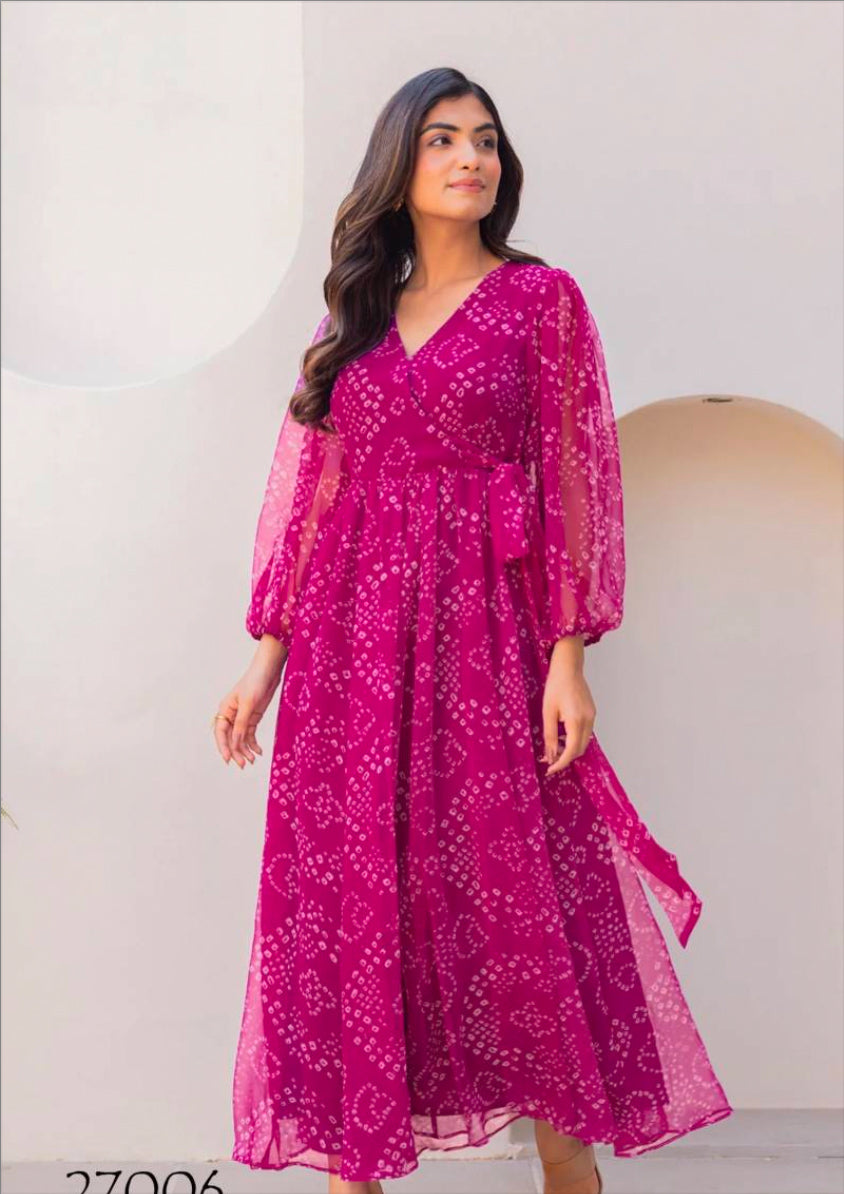 Hava-Khori Vol 1 Magenta Maxi Dress 01