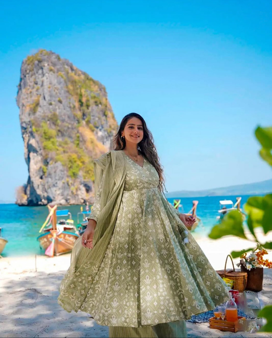 Matrut | Prakrati Pista Green Anarkali Suit