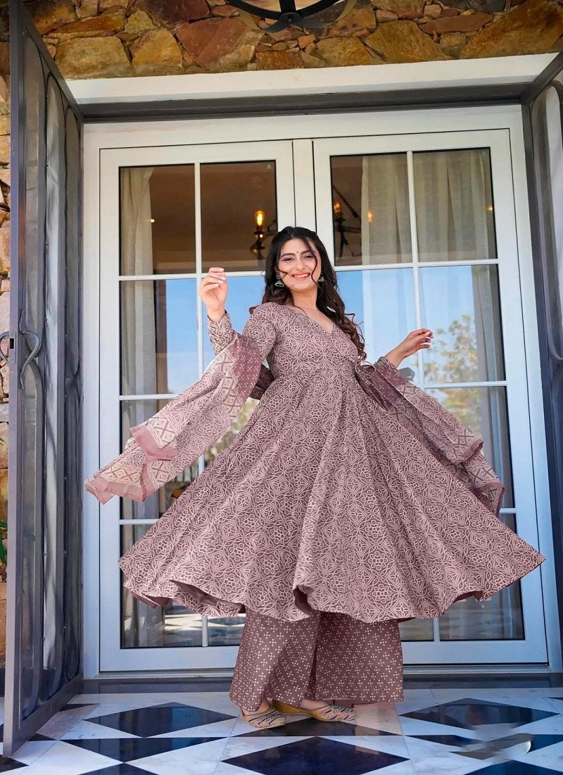 Matrut | Prakrati Brown Anarkali Suit