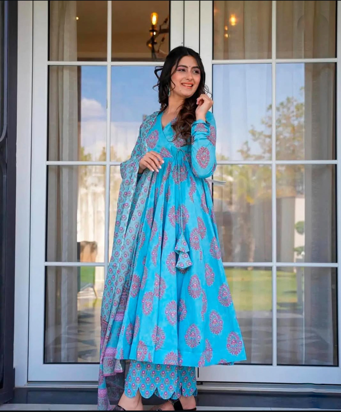 Matrut | Prakrati Blue Pink Anarkali Suit