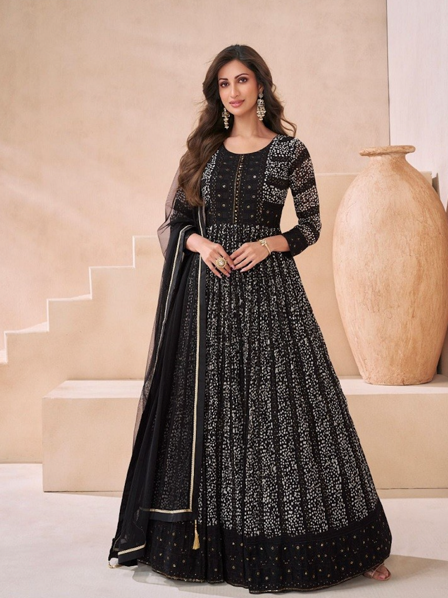 Matrut | Midnight Black Anarkali Suit