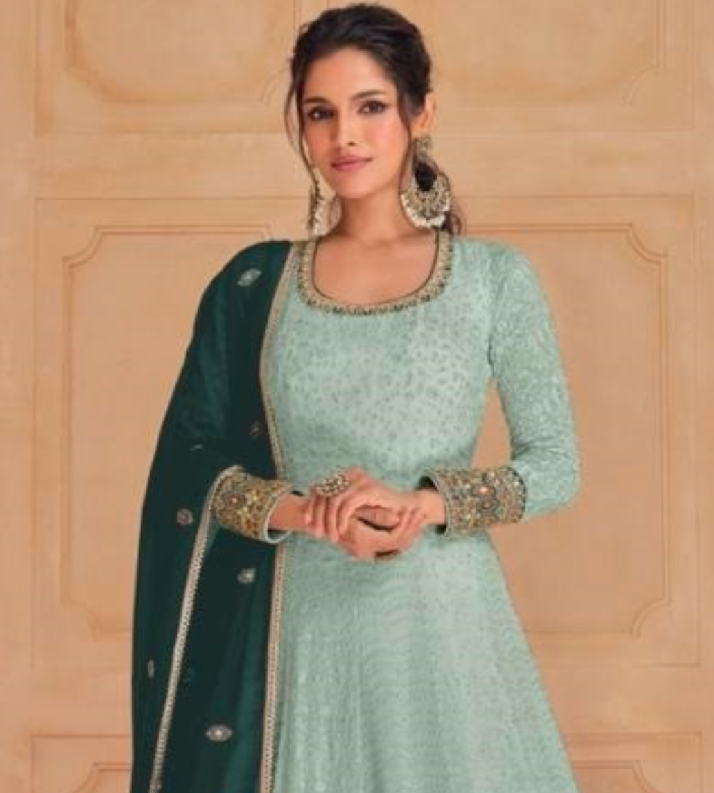 Matrut | Serene Fusion Sea Green Gown