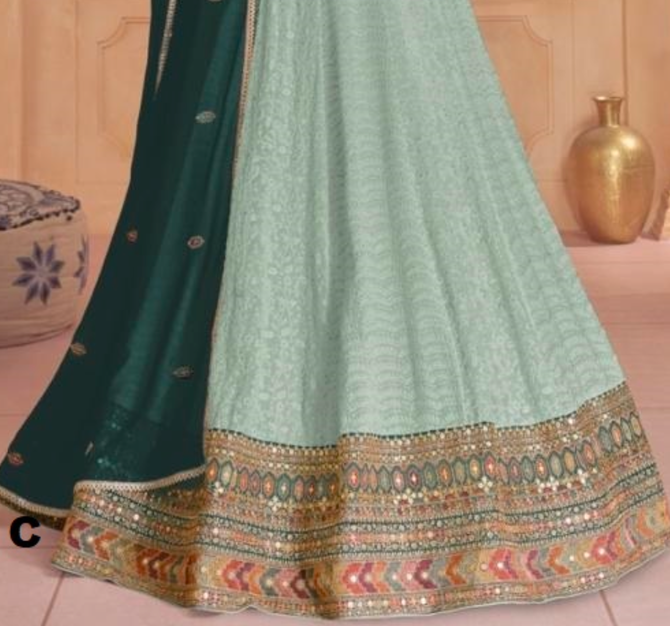 Matrut | Serene Fusion Sea Green Gown