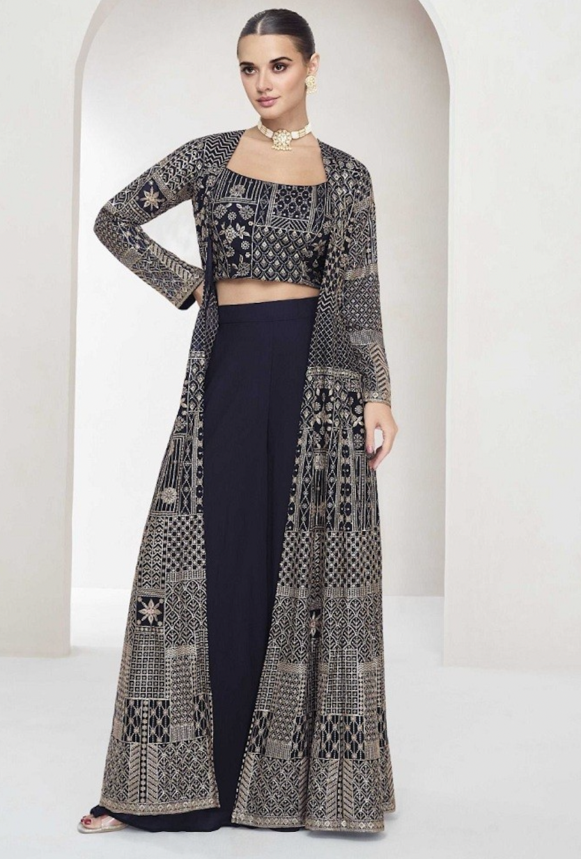 Matrut | Boho Rajputana Navy Blue Palazzo Set