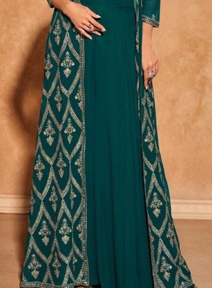 Matrut | Royal Fusion Peacock Green Palazzo Set