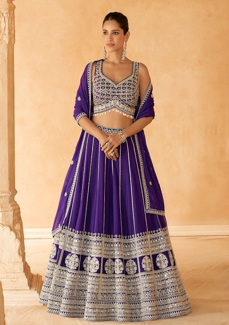 On rent - FULL SET | Nava Rang Purple Lehenga Set