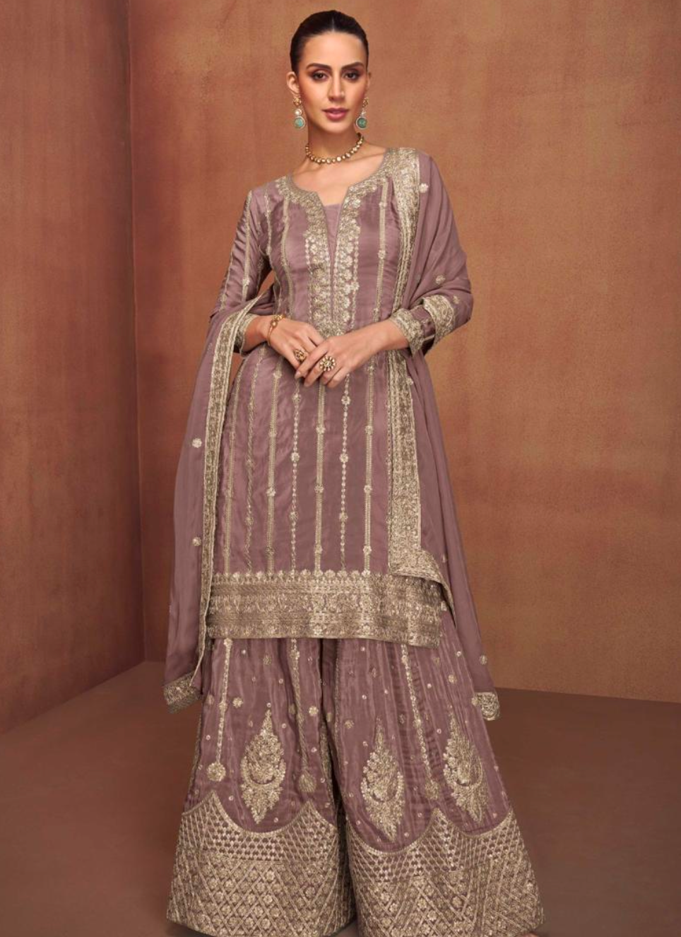 Matrut | Shehnai Brown Sharara Suit