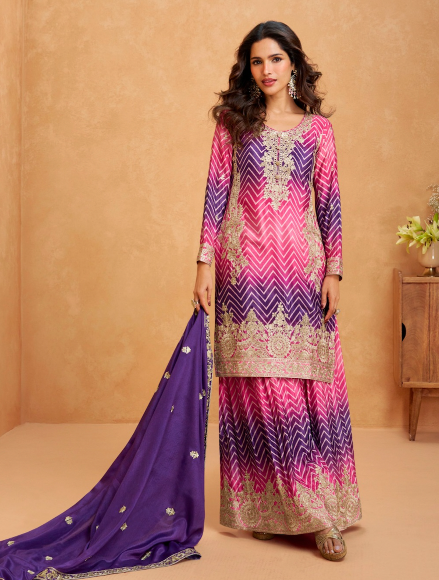 Matrut | Prismatic Elegance Pink Sharara Suit