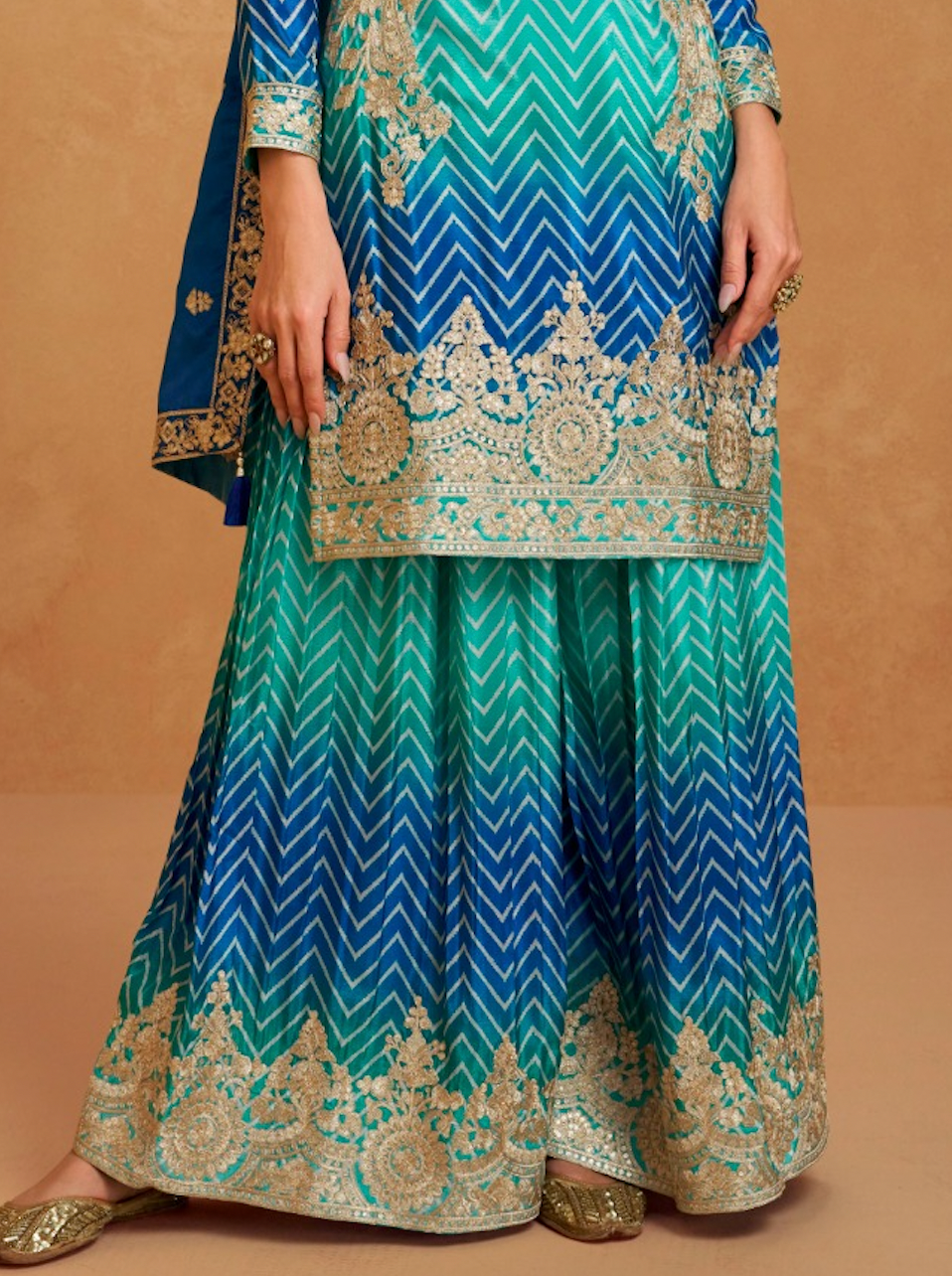Matrut | Prismatic Elegance Blue Sharara Suit
