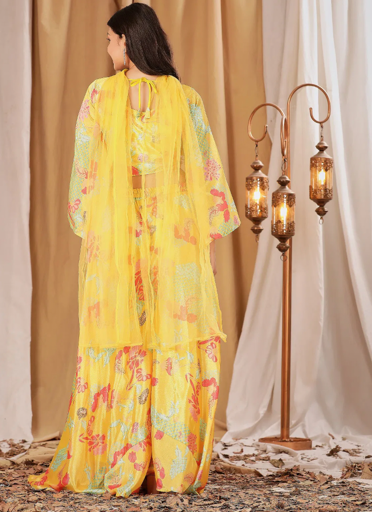 Matrut | Marogold Glow Yellow Palazzo Set