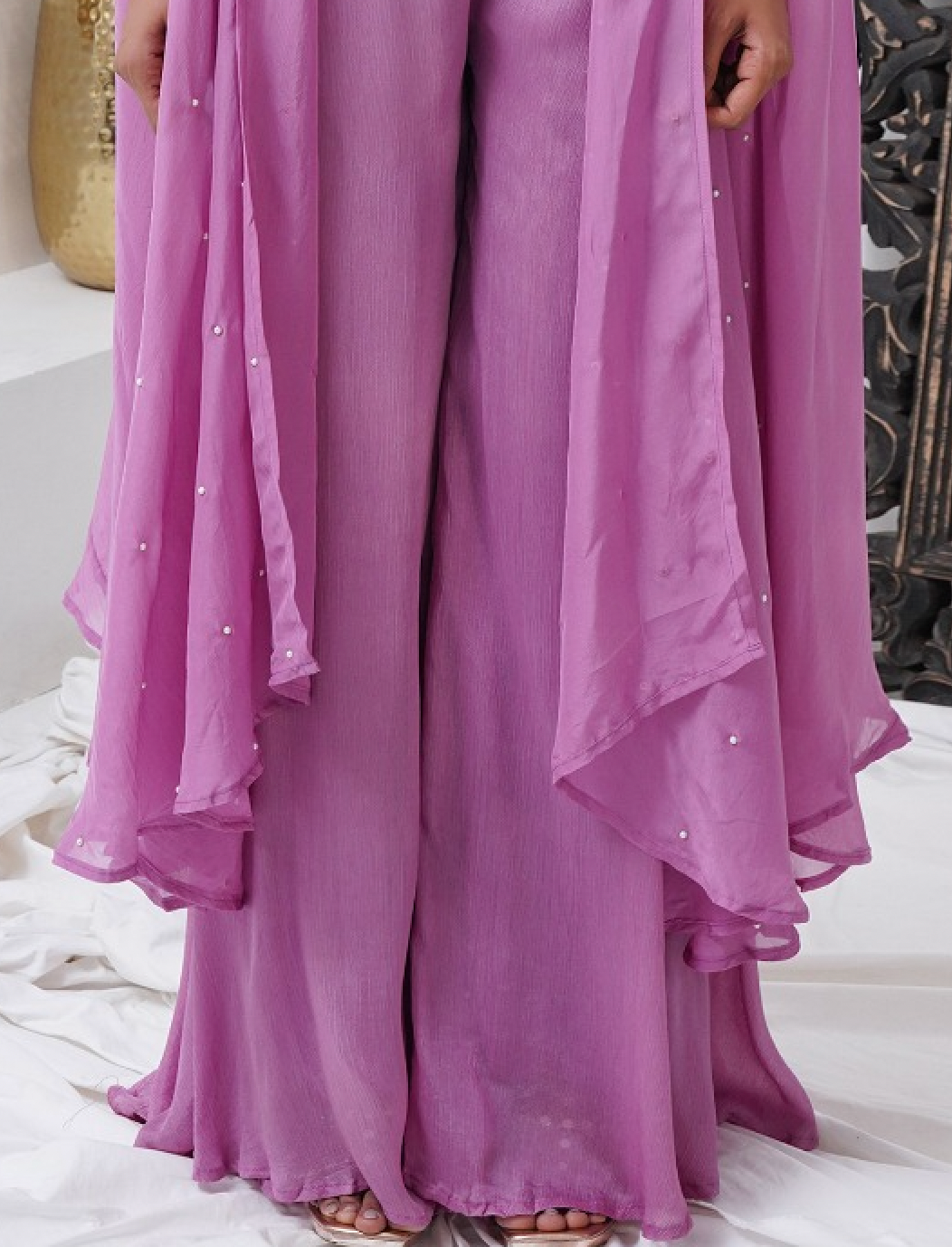 Matrut | Dewdrop Delight Purple Palazzo Set
