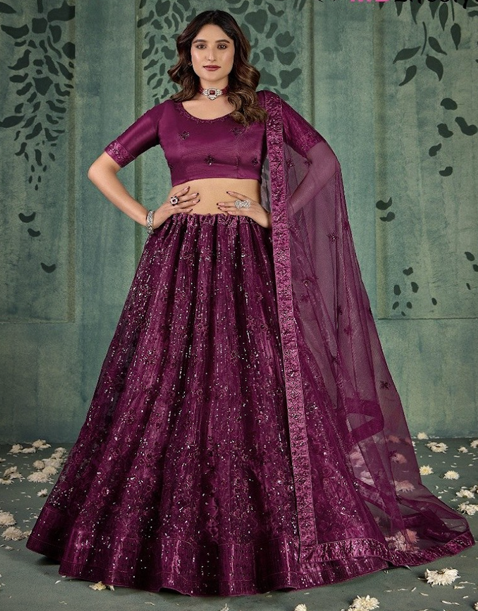 Matrut | Elegance Wine Lehenga Set