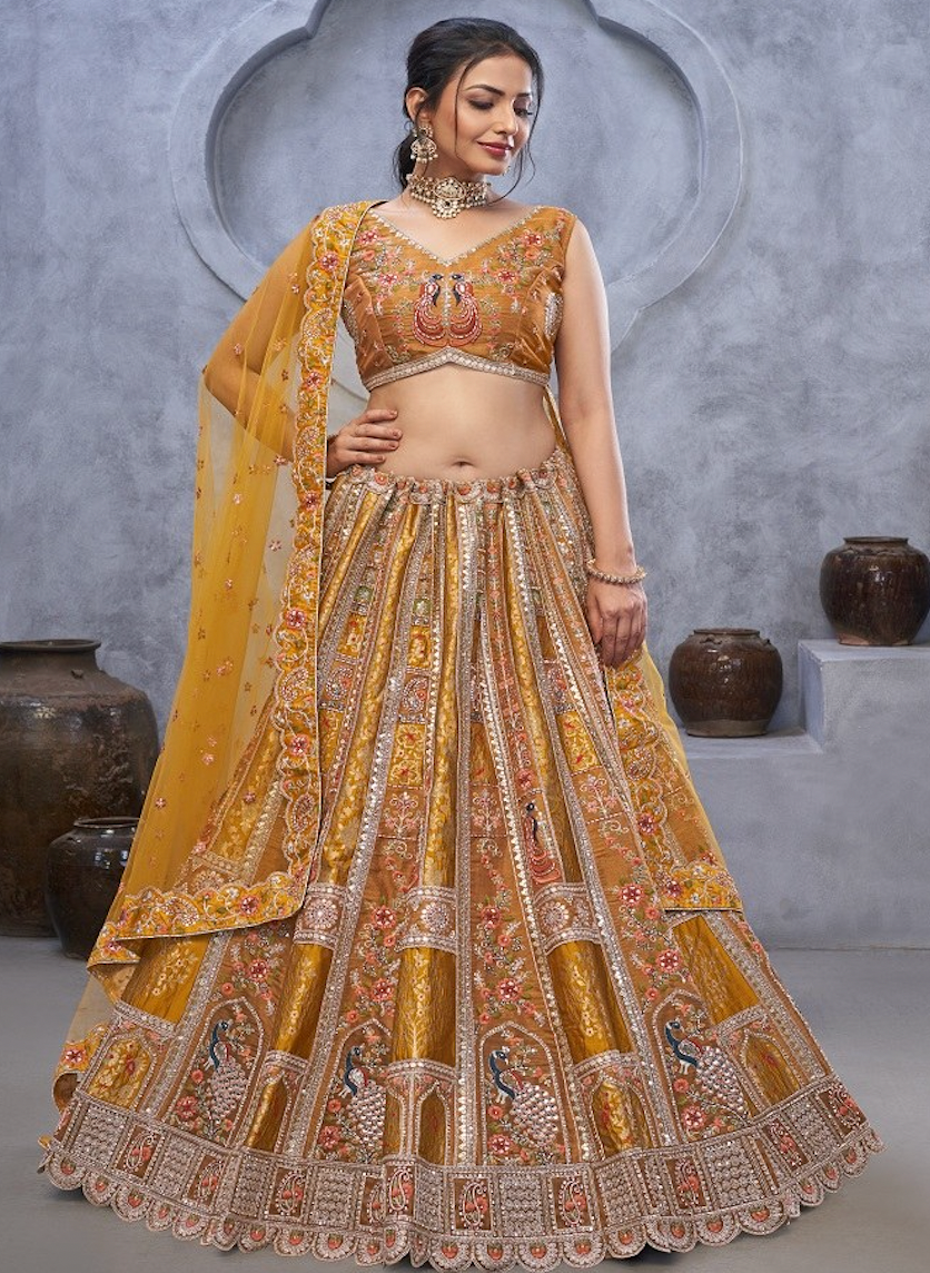 Matrut | Minaya Mustard Yellow Lehenga Set