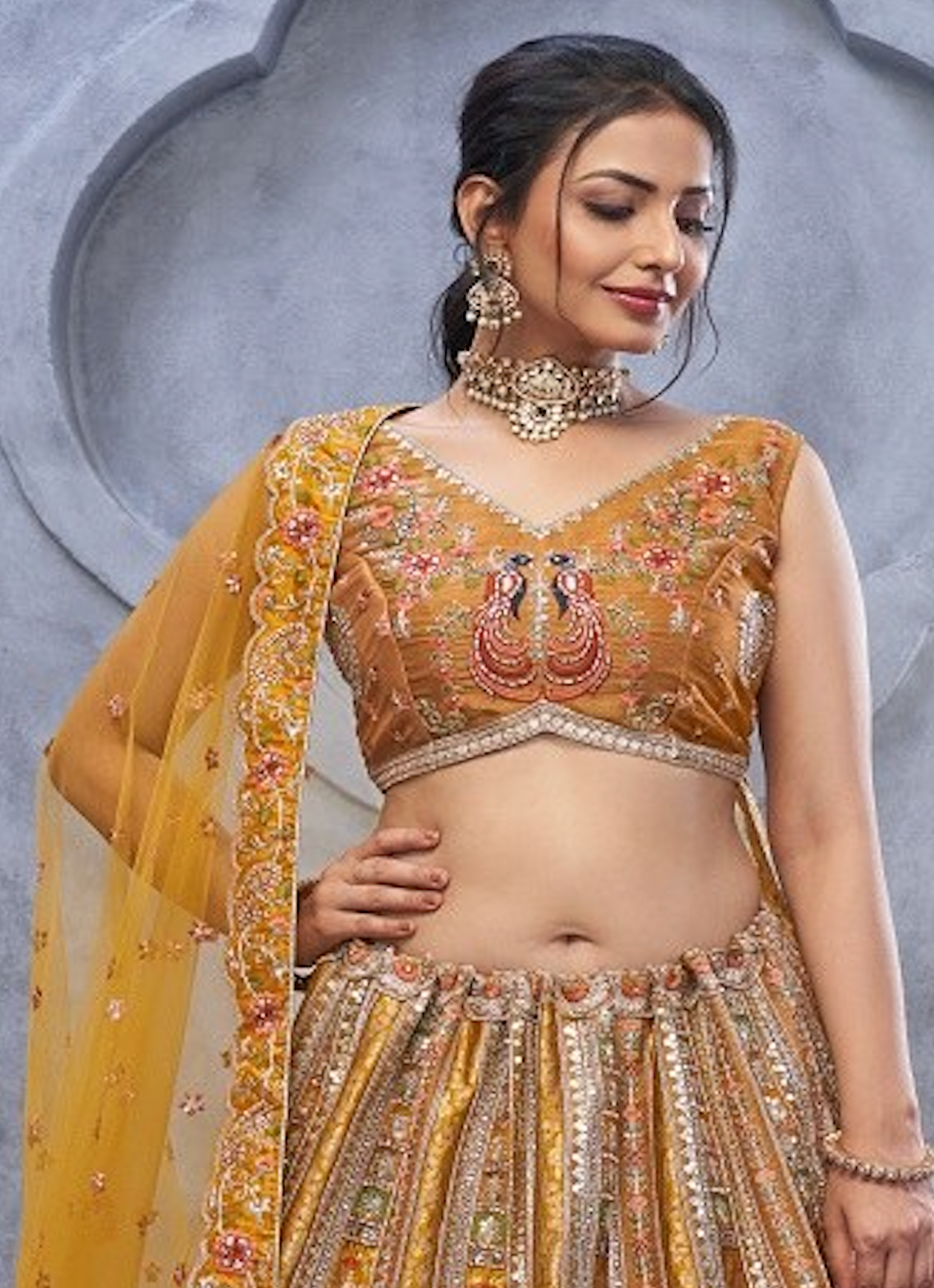 Matrut | Minaya Mustard Yellow Lehenga Set