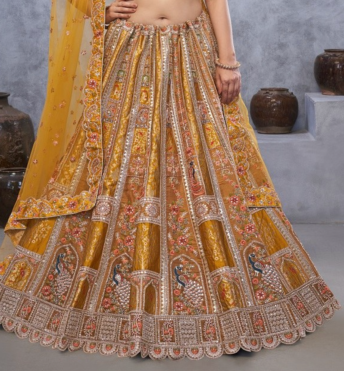 Matrut | Minaya Mustard Yellow Lehenga Set