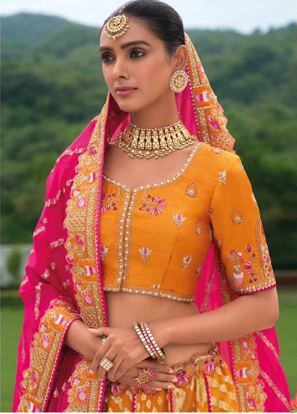 Matrut |  Shehnai Oranage Pink Lehenga Set