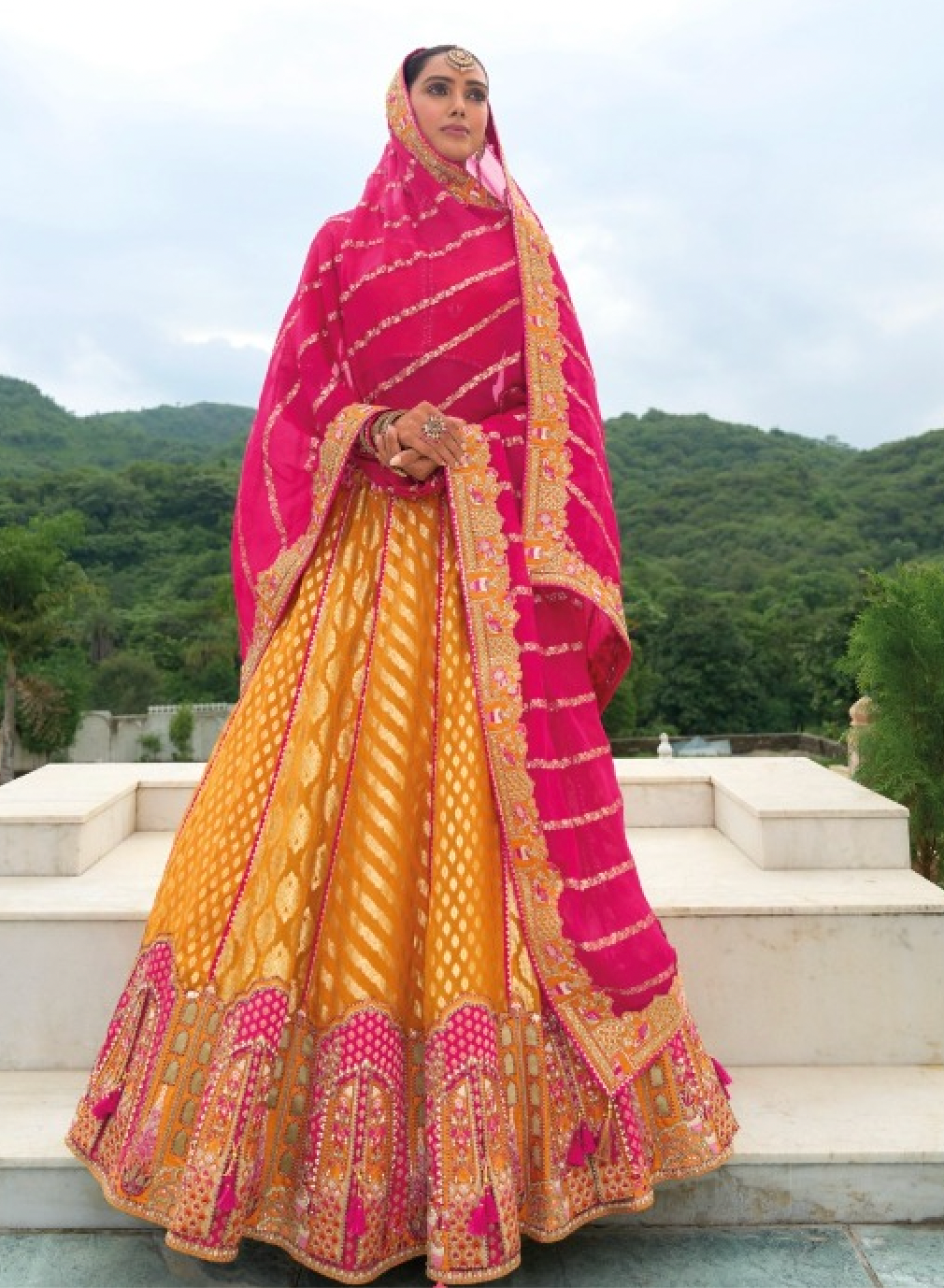 Matrut |  Shehnai Oranage Pink Lehenga Set