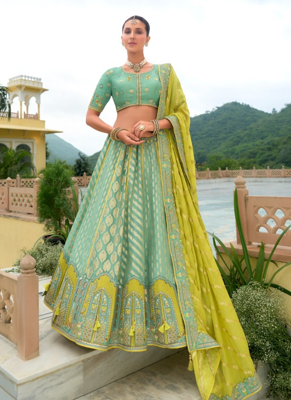 Matrut |  Shehnai Sea Green Lehenga Set