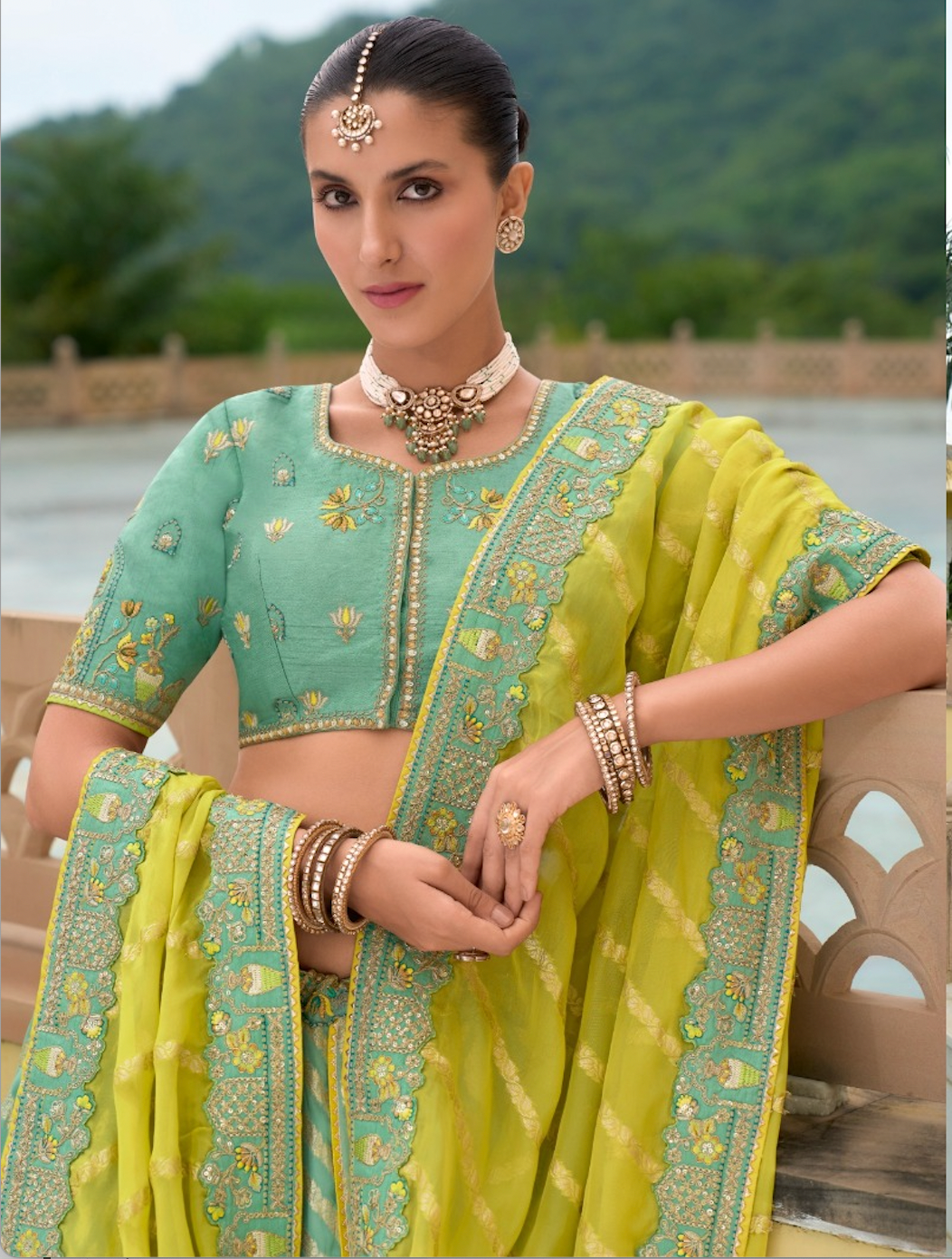 Matrut |  Shehnai Sea Green Lehenga Set