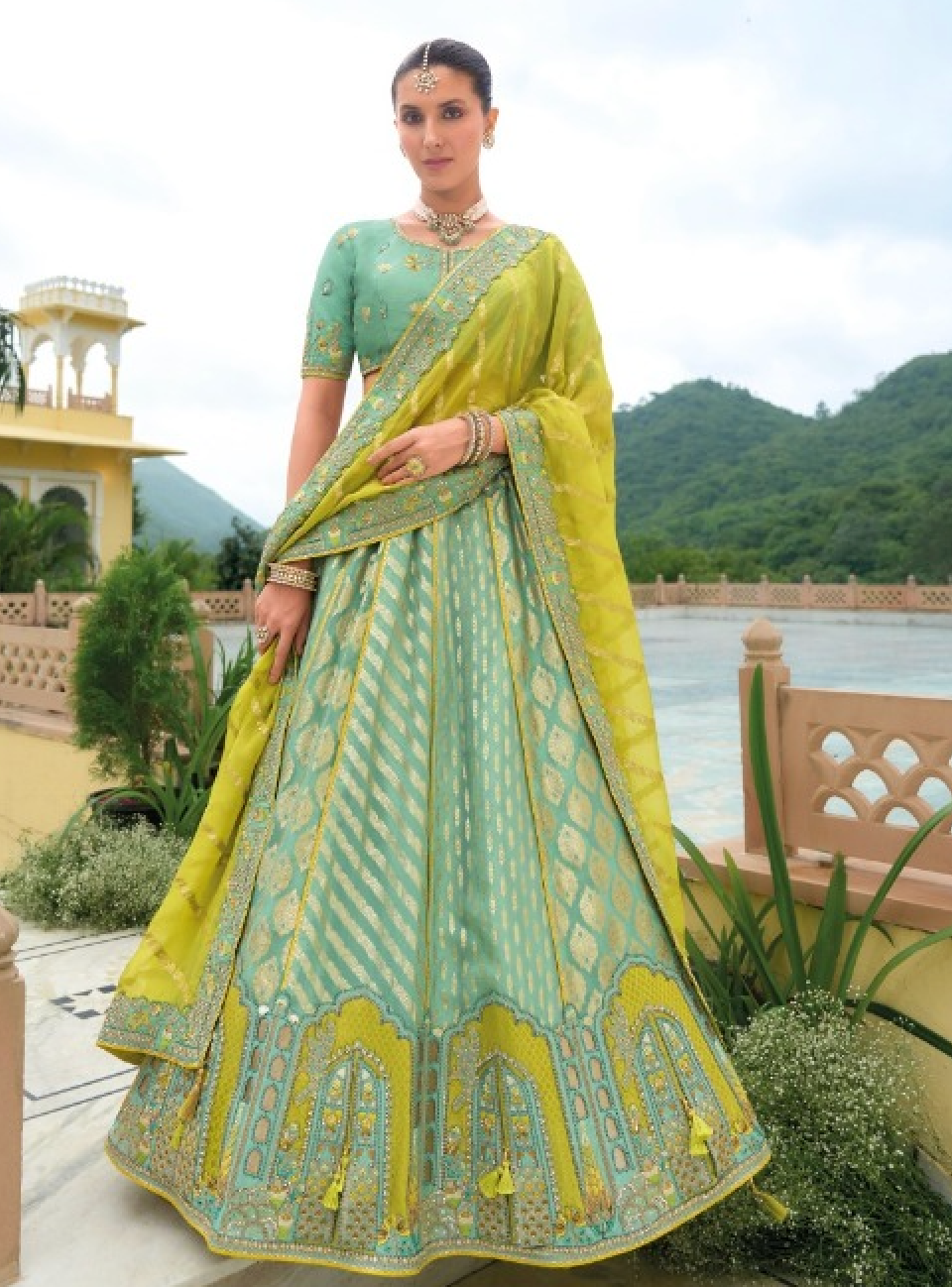 Matrut |  Shehnai Sea Green Lehenga Set