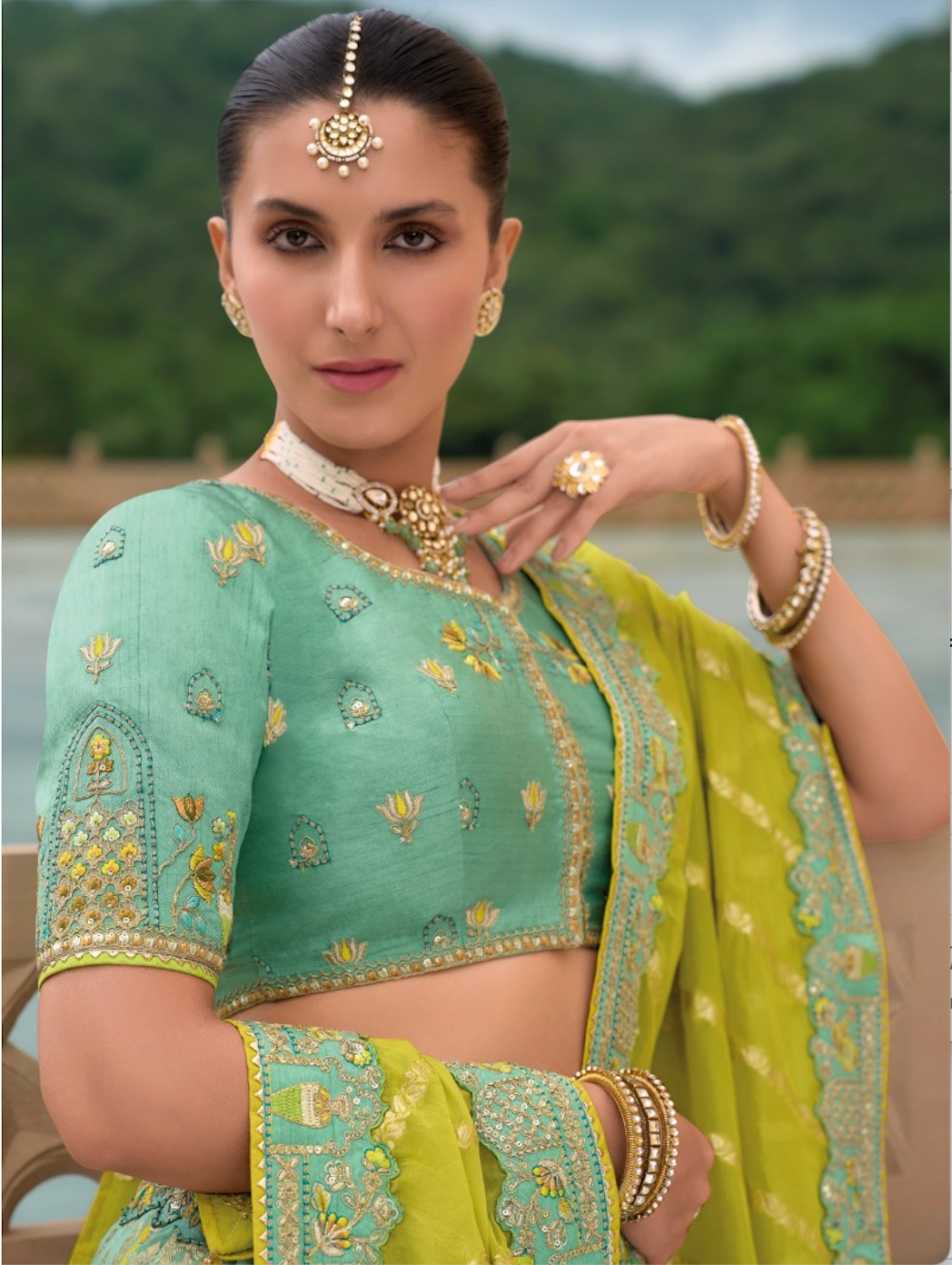 Matrut |  Shehnai Sea Green Lehenga Set