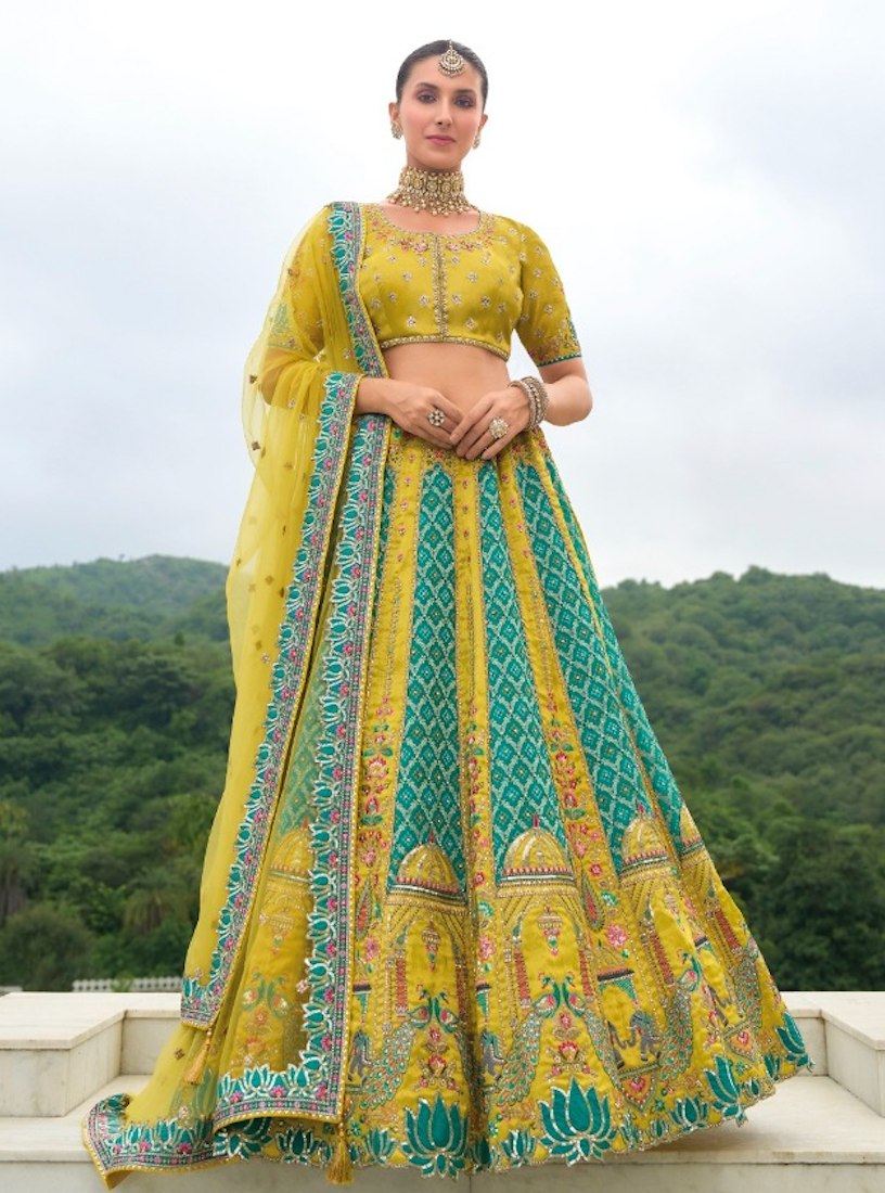 Matrut |  Ehsaas Mustard Yellow Lehenga Set