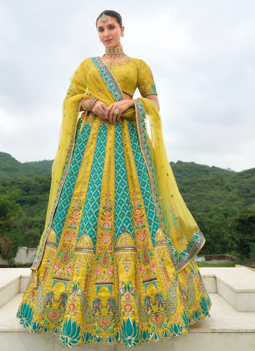 Matrut |  Ehsaas Mustard Yellow Lehenga Set