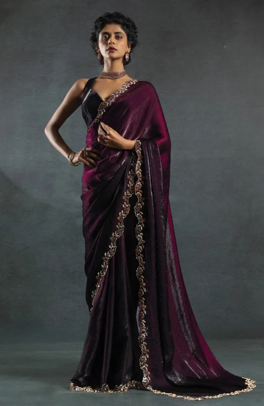 Matrut | Two Tone Elaria Wine Saree