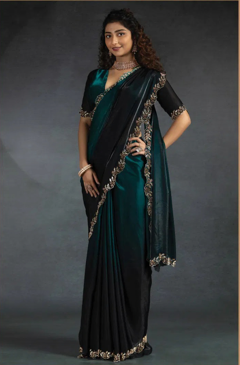 Matrut | Two Tone Elaria Teal Blue Saree