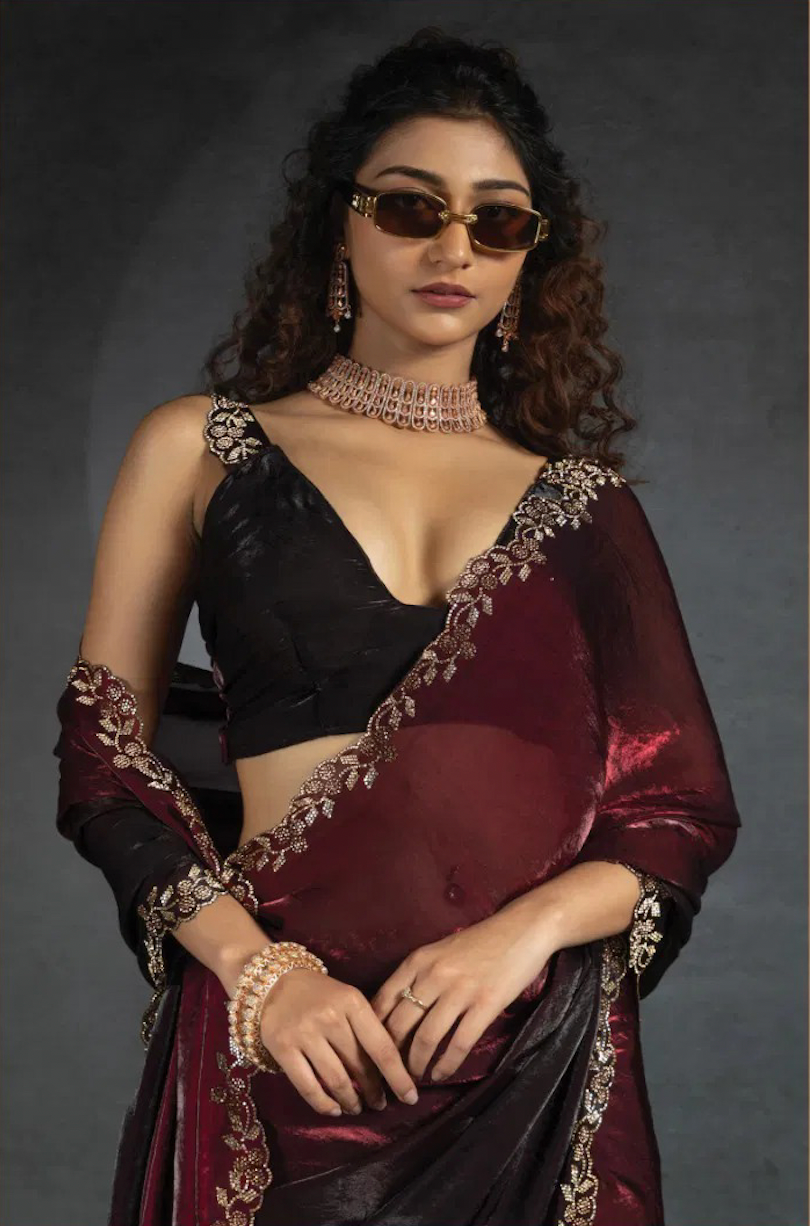 Matrut | Two Tone Elaria Burgundy Saree