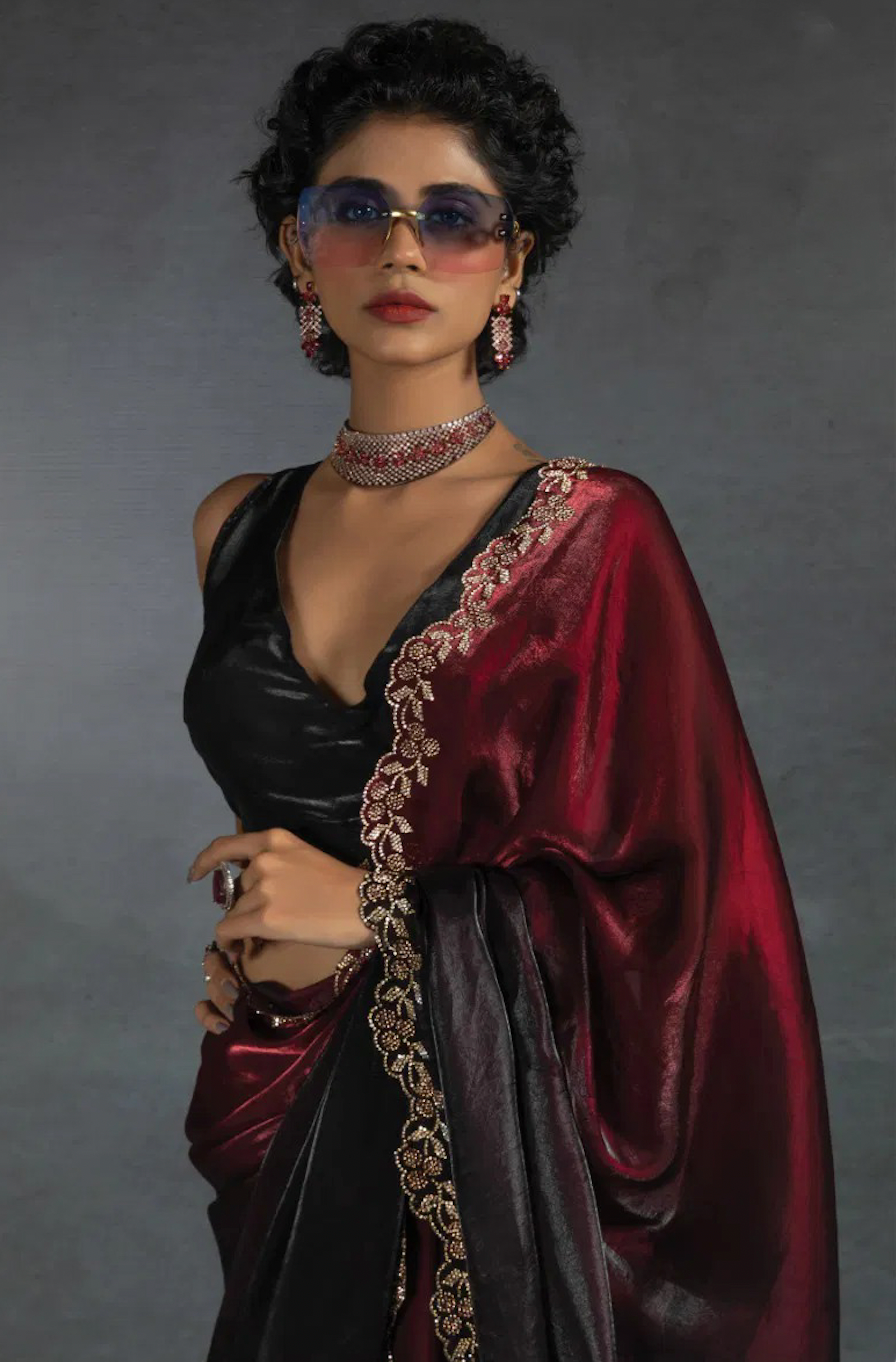 Matrut | Two Tone Elaria Red Saree