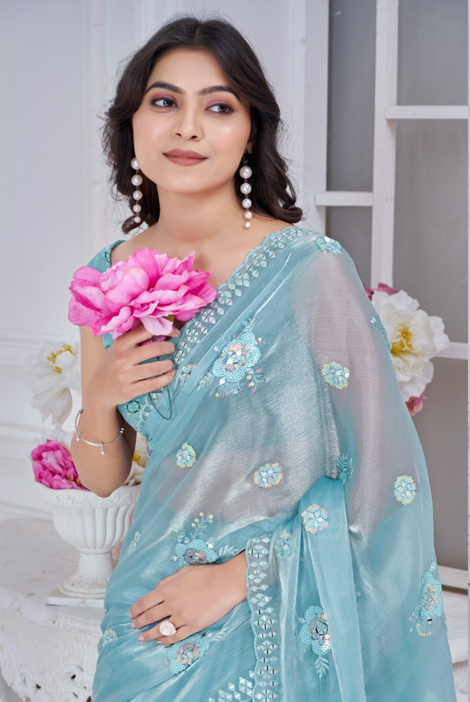 Matrut | Swarna Light Blue Saree