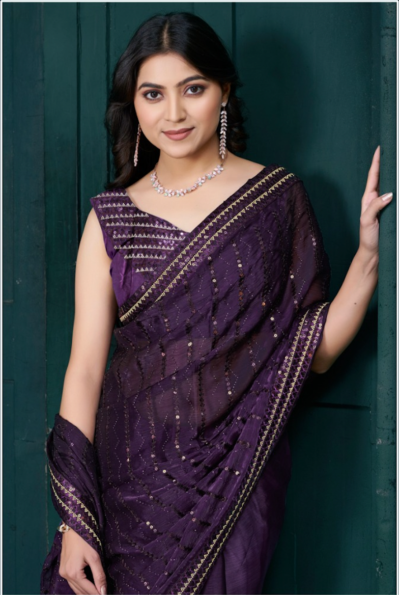 Matrut | Kiton Purple Saree