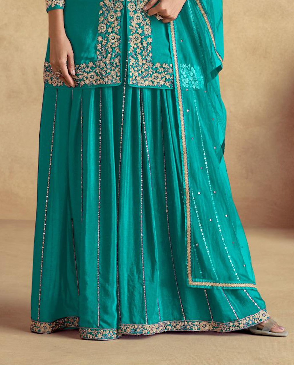 Matrut | Blanc Aura Turquoise Blue Sharara Suit