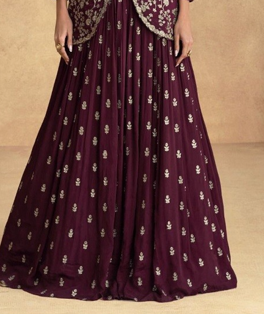 On rent - FULL SET | Kalyani Alfaaz Maroon Lehenga Set