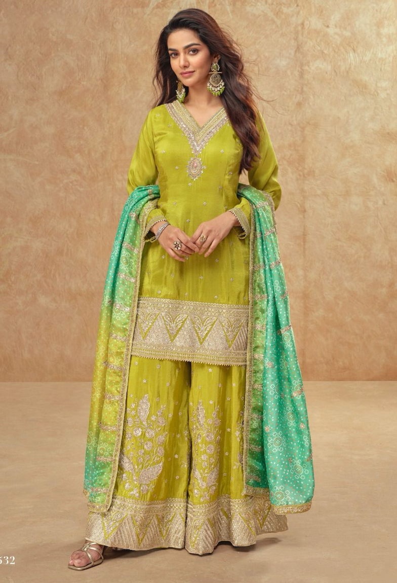 Matrut | Chahat Lime green Sharara Suit