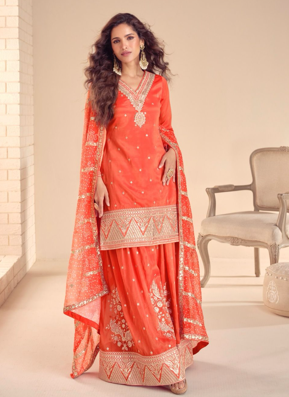 Matrut | Chahat Orange Sharara Suit