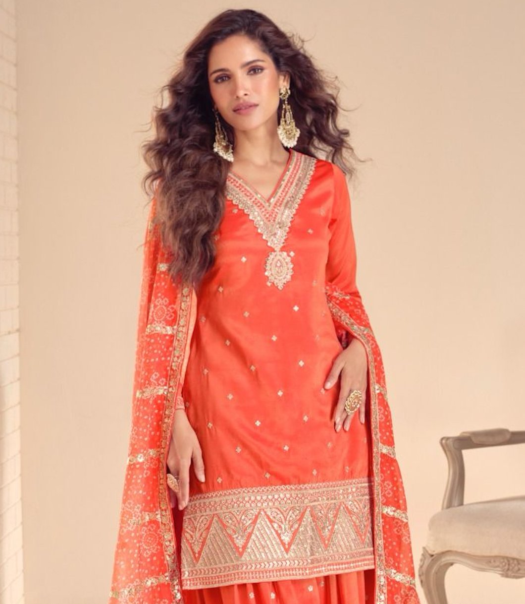 Matrut | Chahat Orange Sharara Suit