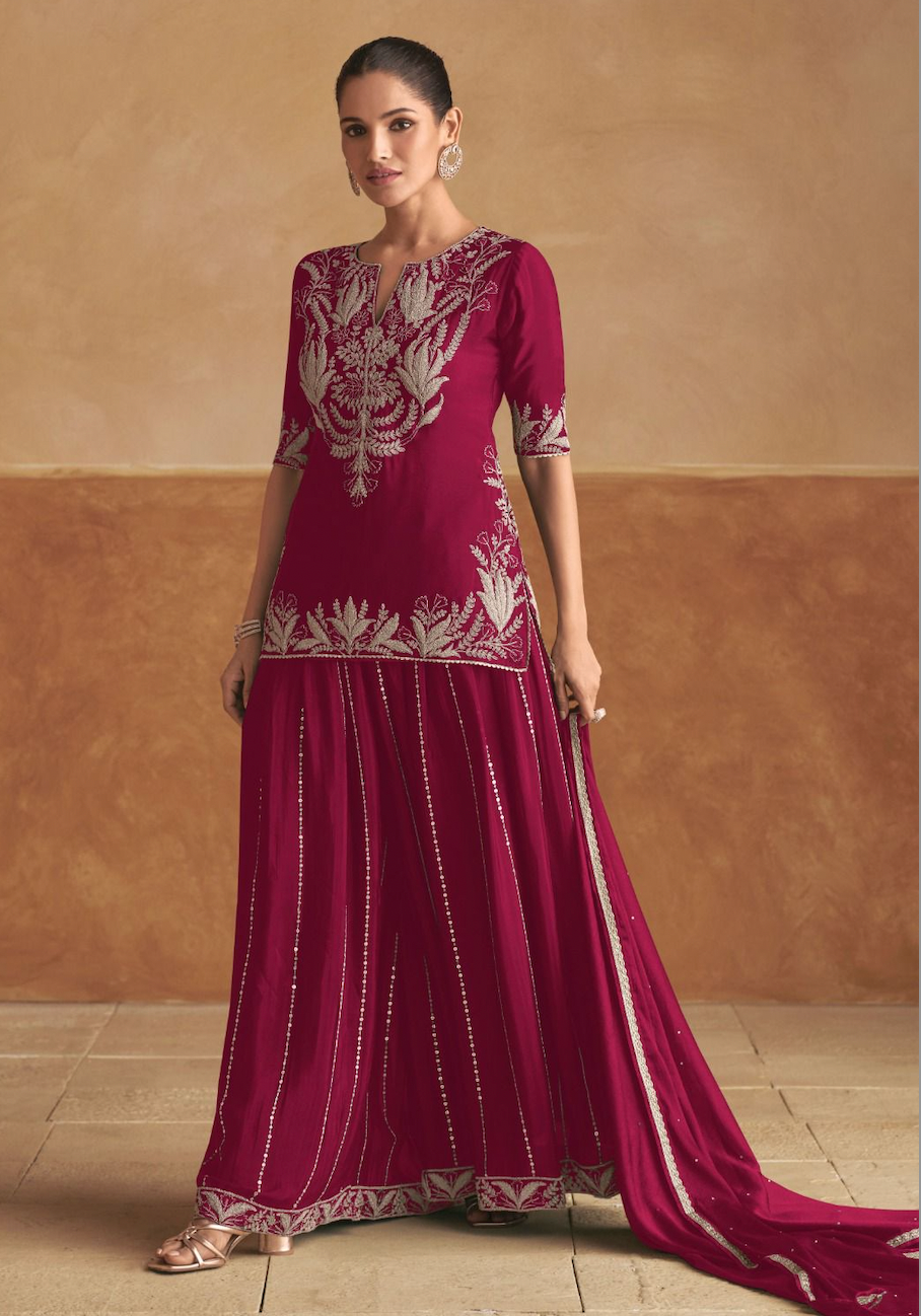 Matrut | Geet Red Short Sharara Suit